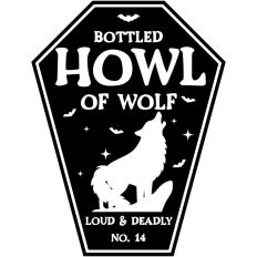 Bottled Howl of Wolf Potion Bottle Label Halloween Witch 