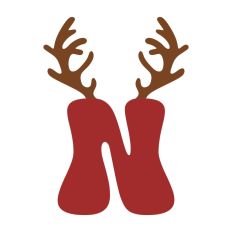 N Festive Christmas Alphabet Letter Antler Santa