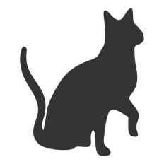 Black Cat Kitten Silhouette Outline Shape Halloween Witch 