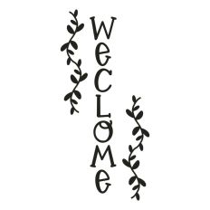 Welcome Floral Botanical Sign Vine Leaves Home