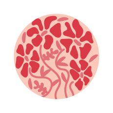 Abstract Wavy Flowers Groovy Design Circle Boho Botanical