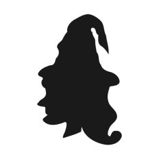 Witch Head Silhouette Outline Hat Halloween