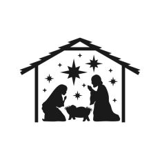 Nativity Scene Outline Silhouette Shape Mary Joseph