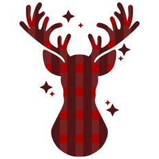 Plaid Stag Deer Reindeer Head Shape Silhouette Christmas