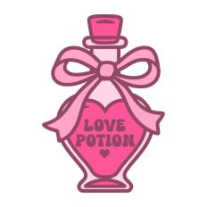 Love Potion Heart Shaped Bottle Valentine's Day Ribbon Bow