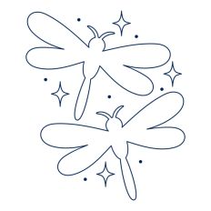 Dragonflies and Sparkles Outline