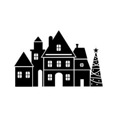Christmas Town Festive Scene Houses Land