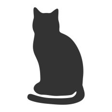 Black Cat Kitten Silhouette Outline Shape Halloween Witch 