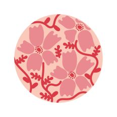 Abstract Wavy Flowers Groovy Design Circle Boho Botanical