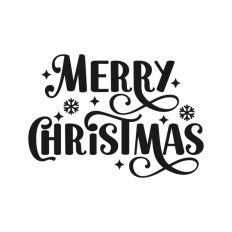 Merry Christmas Script Text Snowflakes