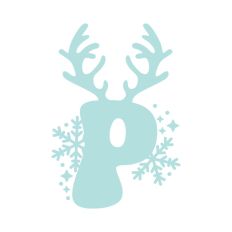 P Festive Christmas Alphabet Letter Antler Santa