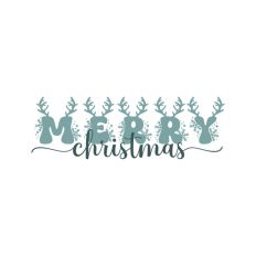 Merry Christmas Words Text Antler Quote