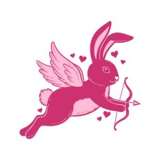 Pink Cupid Bunny With Bow And Arrow Angel Wings