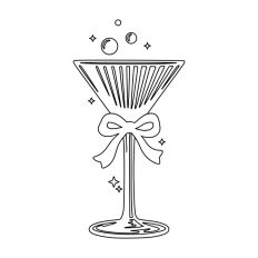 Ribbed Cocktail Martini Glass Ribbon Bow