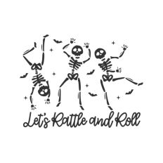 Let's Rattle and Roll Cute Dancing Skeleton Sketch Drawing