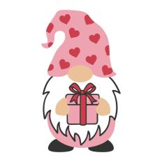 Gonk Gnome Holding Gift Love Heart Valentine's Day