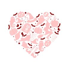 Halloween Heart Shapes Ghosts Bat Witch