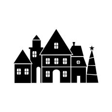 Christmas Town Festive Scene Houses Land