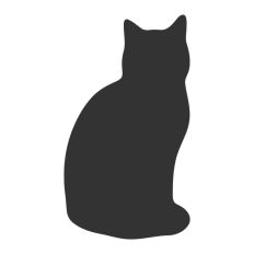 Black Cat Kitten Silhouette Outline Shape Halloween Witch 