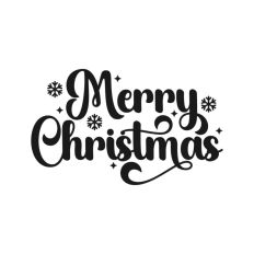 Merry Christmas Script Text Snowflakes