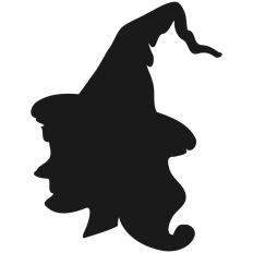 Witch Head Silhouette Outline Hat Halloween