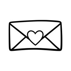 Love Letter Heart Envelope Heart Stamp Doodle Sketch Style