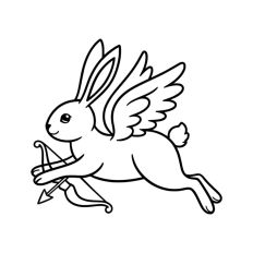 Cupid Bunny Valentine's Day Bow and Arrow Outline