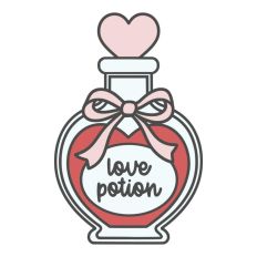 Love Potion Heart Shaped Bottle Valentine's Day Ribbon Bow