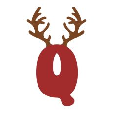Q Festive Christmas Alphabet Letter Antler Santa