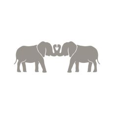Two Elephants Connected Silhouette