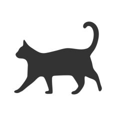 Black Cat Kitten Silhouette Outline Shape Halloween Witch 