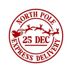 North Pole Christmas Stamp Sticker Postal Package