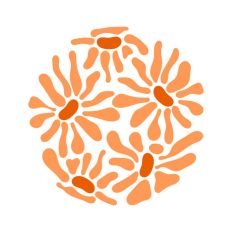 Abstract Wavy Flowers Groovy Design Circle