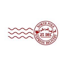 North Pole Christmas Stamp Sticker Postal Package