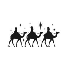 Three Wise Man King Jesus Camel Nativity Scene Outline Silhouette