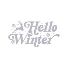 Hello Winter Christmas Quote Reindeer Snow Santa Festive
