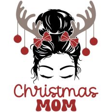 Reindeer Baubles Messy Bun Christmas Girl Mom Antler Bows