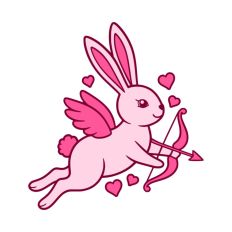 Pink Cupid Bunny With Bow And Arrow Angel Wings