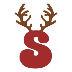 S Festive Christmas Alphabet Letter Antler Santa