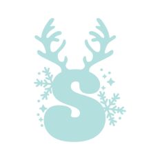 S Festive Christmas Alphabet Letter Antler Santa