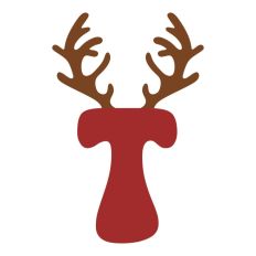 T Festive Christmas Alphabet Letter Antler Santa