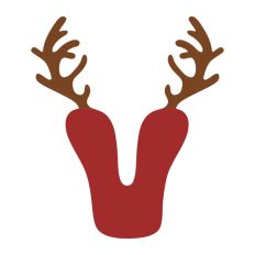 V Festive Christmas Alphabet Letter Antler Santa