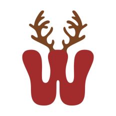 W Festive Christmas Alphabet Letter Antler Santa