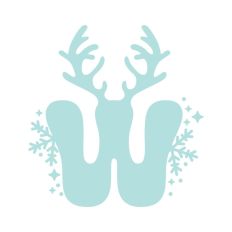W Festive Christmas Alphabet Letter Antler Santa