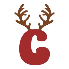 C Festive Christmas Alphabet Letter Antler Santa