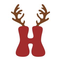 H Festive Christmas Alphabet Letter Antler Santa