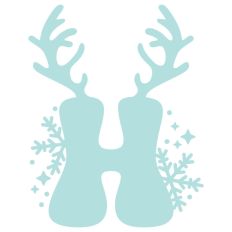 H Festive Christmas Alphabet Letter Antler Santa