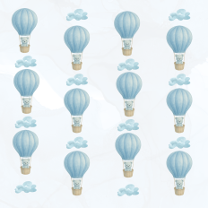 cute bear hot air balloon and clouds