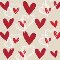 Patter with red and white hearts