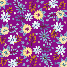 Yellow and light blue flowers on fucsia background